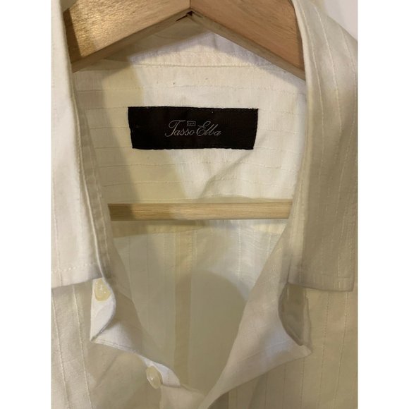 TASSO ELBA Men’s Sz XL‎ BUTTON DOWN SHORT SLEEVE SHIRT WHITE - Picture 2 of 8